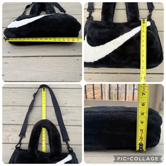 Nike Sportswear Faux Fur 10L tote bag in black - Picture 16 of 16